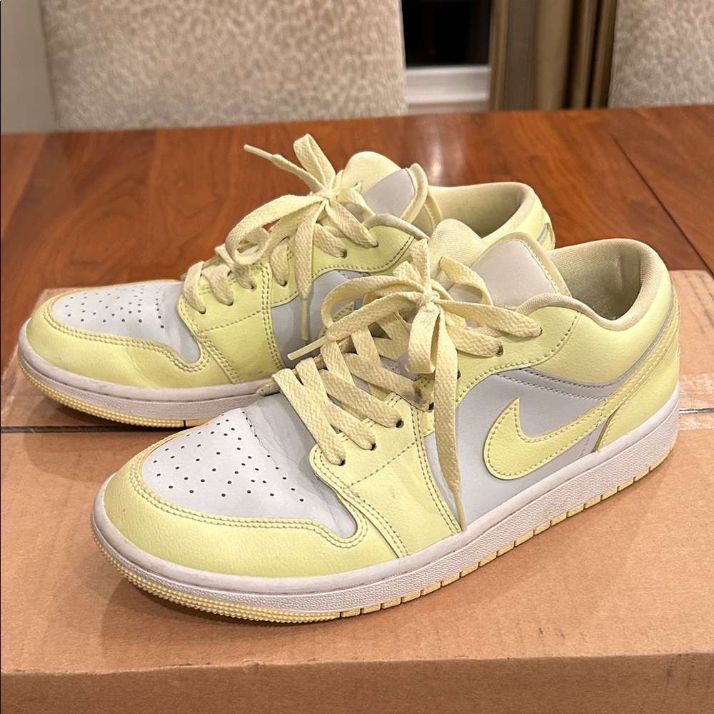 Nike Women’s Low Top Sneakers in Pale Yellow and White